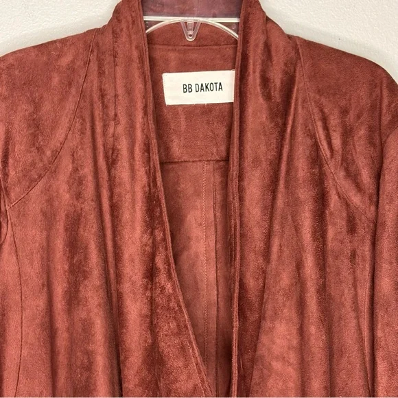 BB Dakota‎ Faux Suede Drape Jacket Med (No Tag) Cherrywood Chic Western Boho EUC - Picture 4 of 10